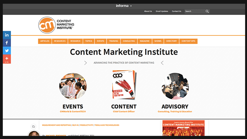 Content Marketing Institute -website về marketing dành cho các contenter