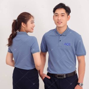 Mẫu áo Polo đồng phục ACB màu xám 190 với thiết kế ấn tượng