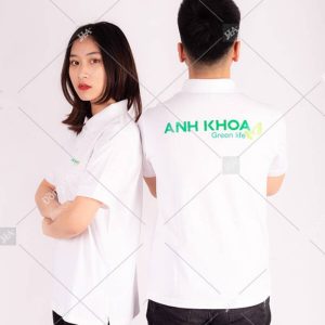 Mẫu áo polo đồng phục công ty màu trắng