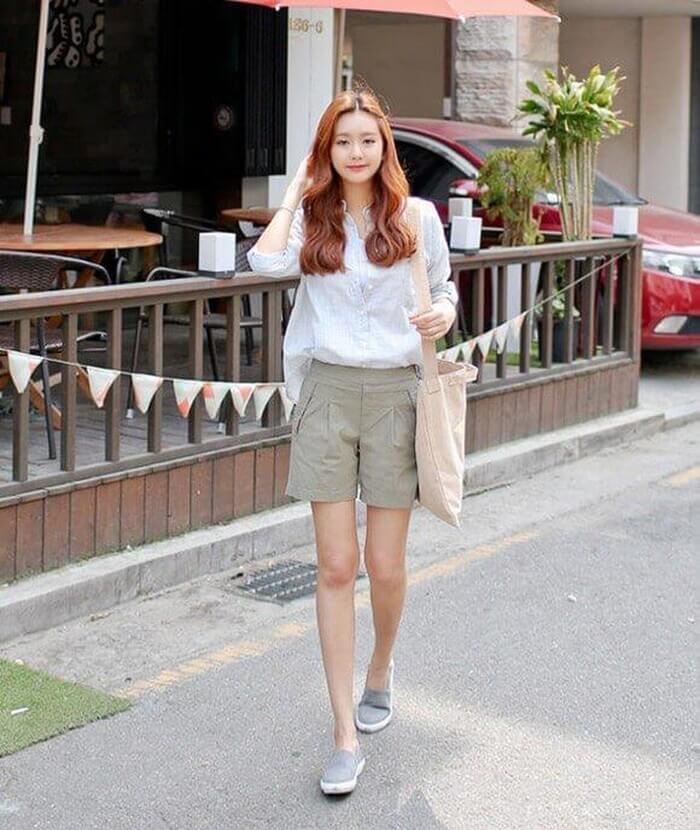 Sơ mi kết hợp quần short - outfit dạo phố chuẩn chỉnh