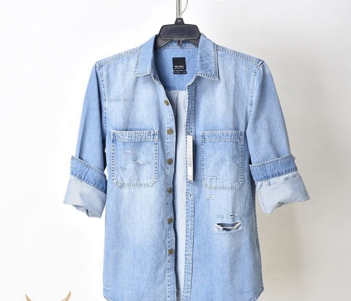 Áo sơ mi xanh dương overshirt