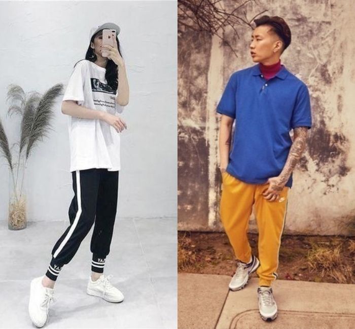 Thời thương hơn với áo polo và quần jogger cho cả 2 phái